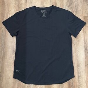 BYLT Premium Basics Mens Drop Cut V-Neck Lux T-Shirt Black MTSS0176-001-M Size M